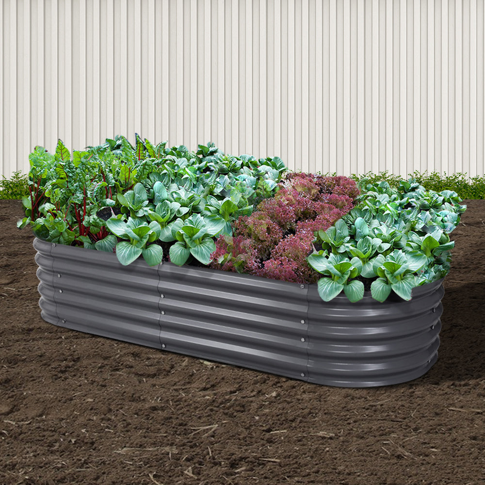 Garden Bed 160x80x42cm Oval Planter Box Raised Container Galvanised