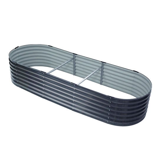 Garden Bed 240x80x42cm Oval Planter Box Raised Container Galvanised