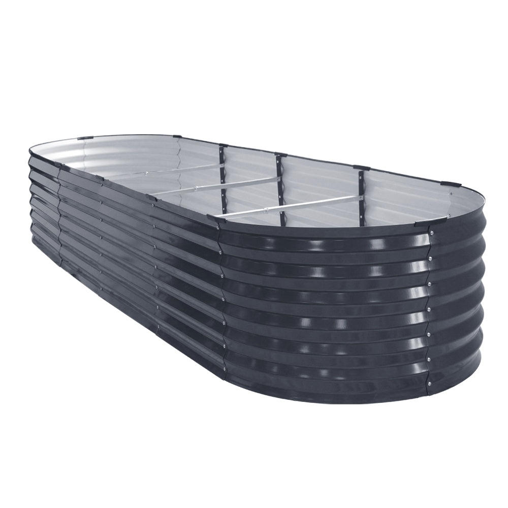 Garden Bed 320x80x42cm Oval Planter Box Raised Container Galvanised