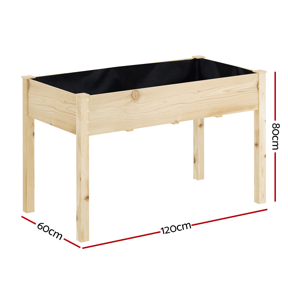 Garden Bed Elevated 120x60x80cm Wooden Planter Box Raised Container