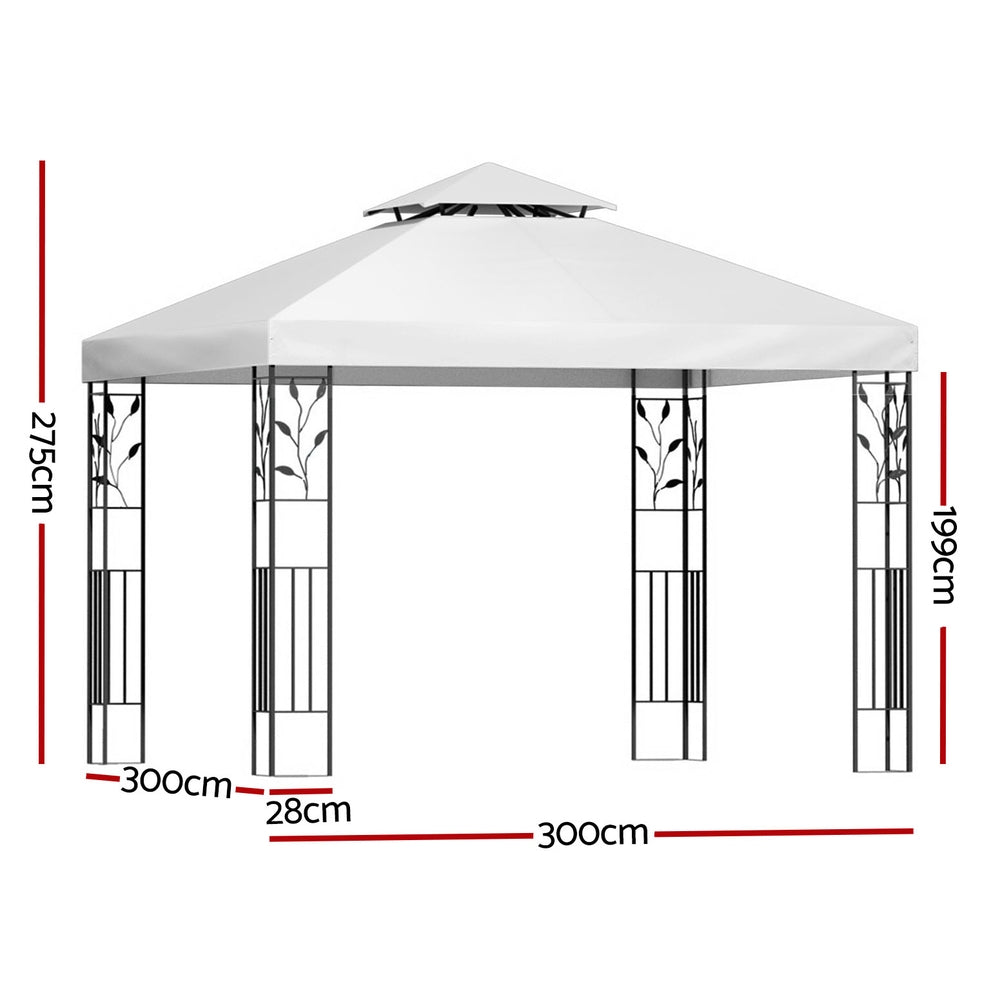 Instahut Gazebo 3x3m Marquee Outdoor Wedding Party Event Tent Home Iron Art Shade White