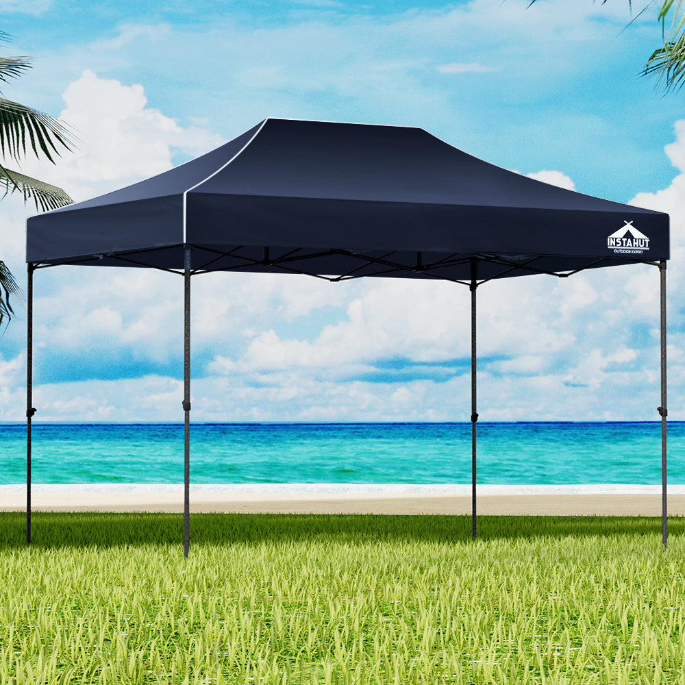 Instahut Gazebo Pop Up Marquee 3x4.5m Folding Tent Camping 500D Oxford Navy