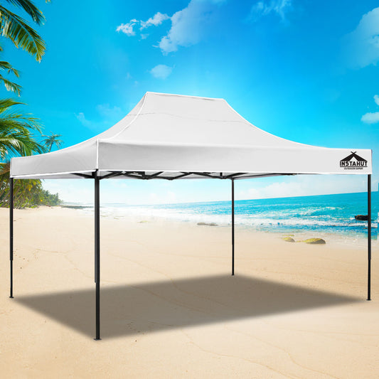 Instahut Gazebo Pop Up Marquee 3x4.5 Folding Tent 500D Oxford Fabric White