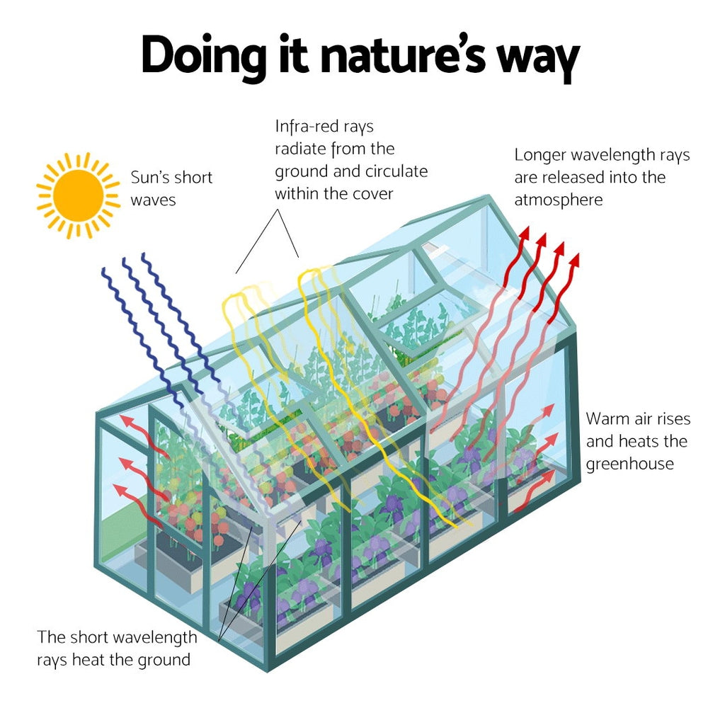 Greenhouse 5.1x2.44x2.1M Aluminium Polycarbonate Green House Garden Shed