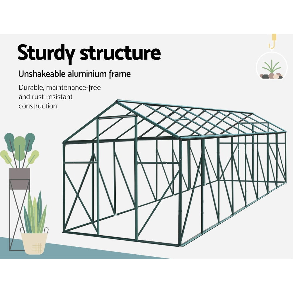 Greenhouse 5.1x2.44x2.1M Aluminium Polycarbonate Green House Garden Shed