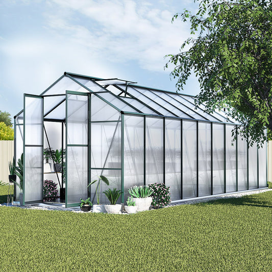 Greenhouse 6.3x2.44x2.1M Aluminium Polycarbonate Green House Garden Shed