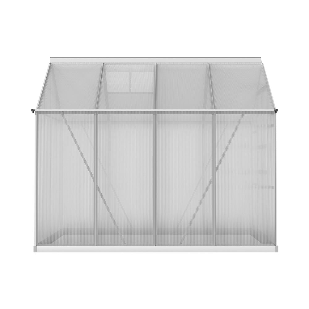 Greenhouse 2.42x2.5x2.26M Aluminium Double Doors Green House Garden Shed