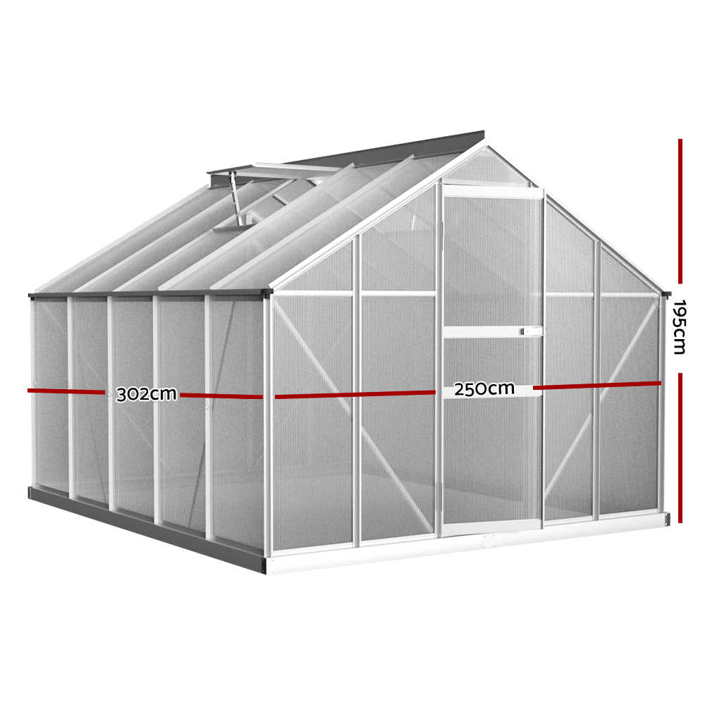 Greenhouse Aluminium Polycarbonate Green House Garden Shed 3x2.5M