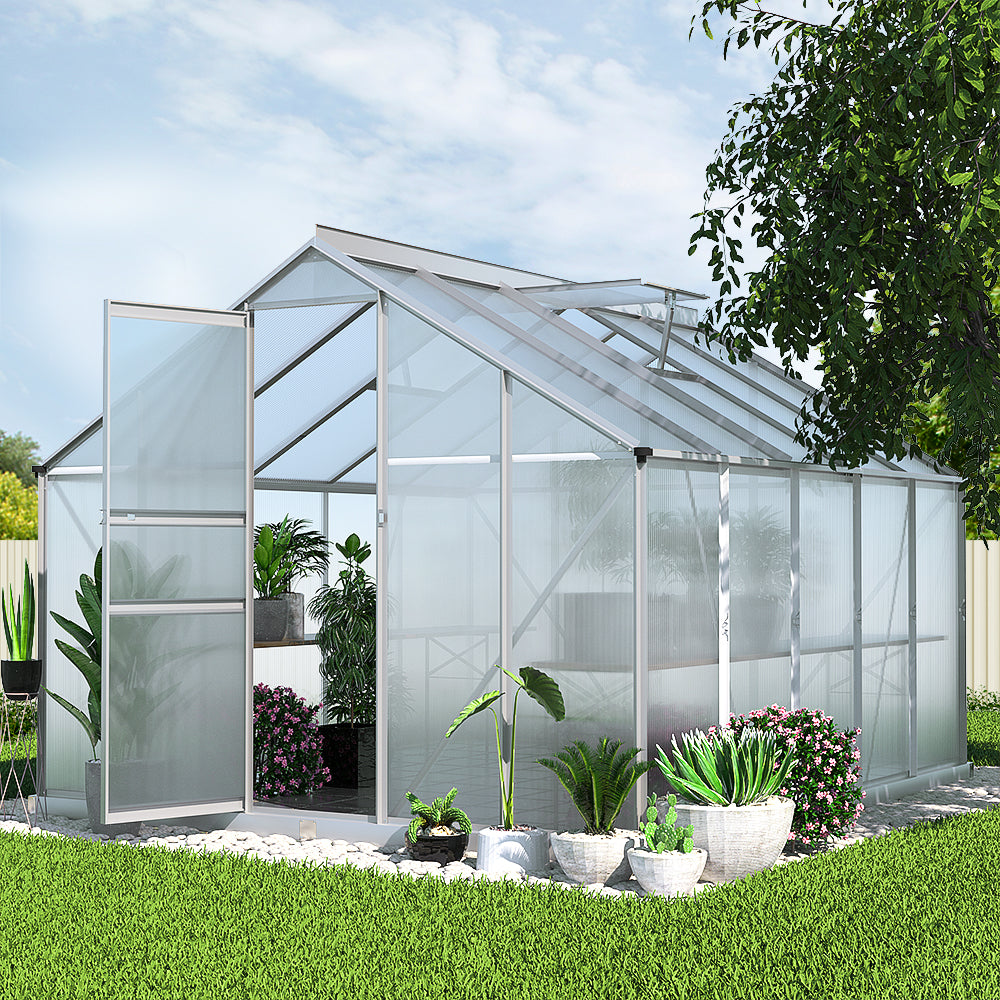 Greenhouse Aluminium Polycarbonate Green House Garden Shed 3x2.5M