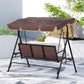 Astride Outdoor Swing Chair Garden Furniture Canopy Cup Holder 3-Seater - Brown