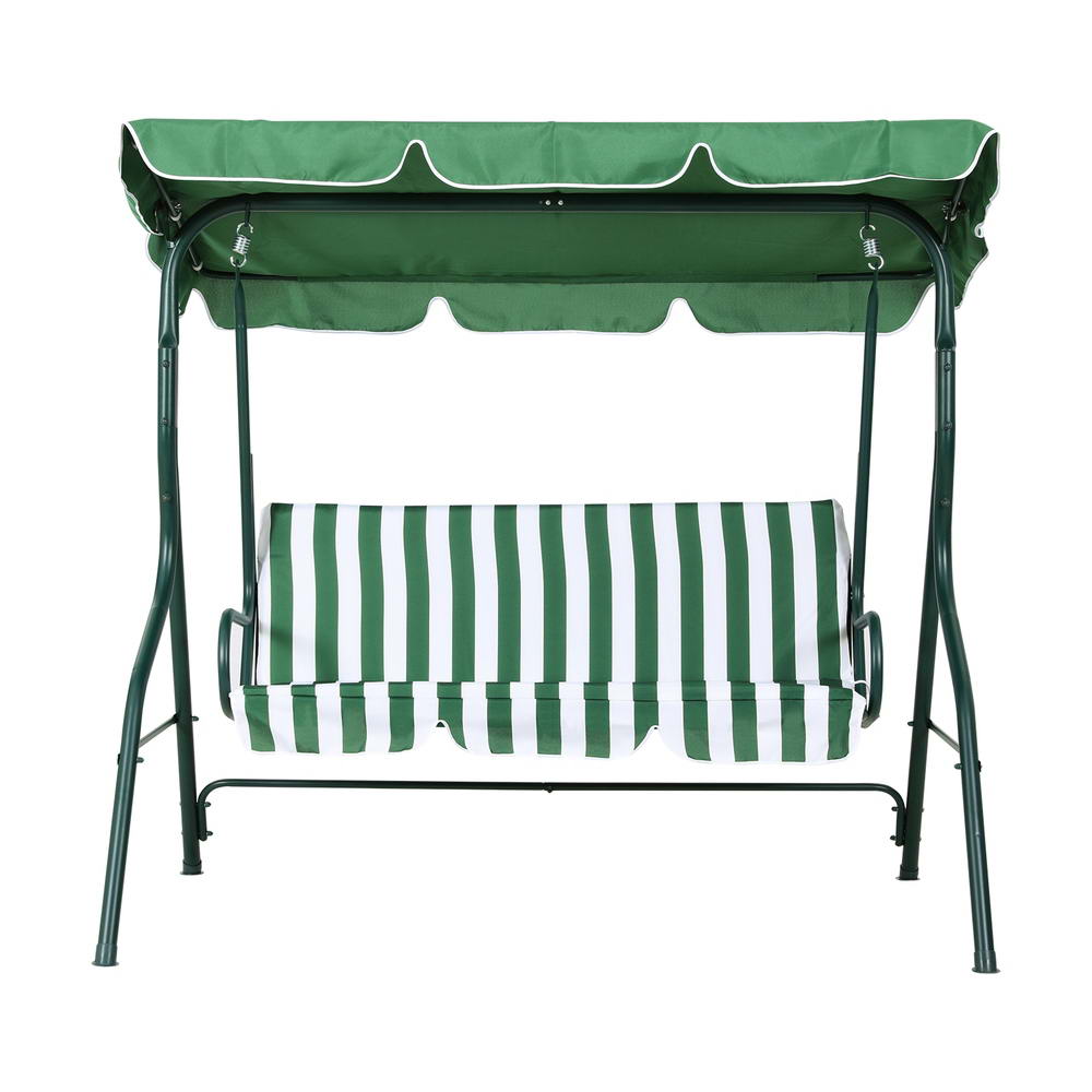 Astride Outdoor Swing Chair Garden Bench Furniture Canopy 3-Seater - White Green