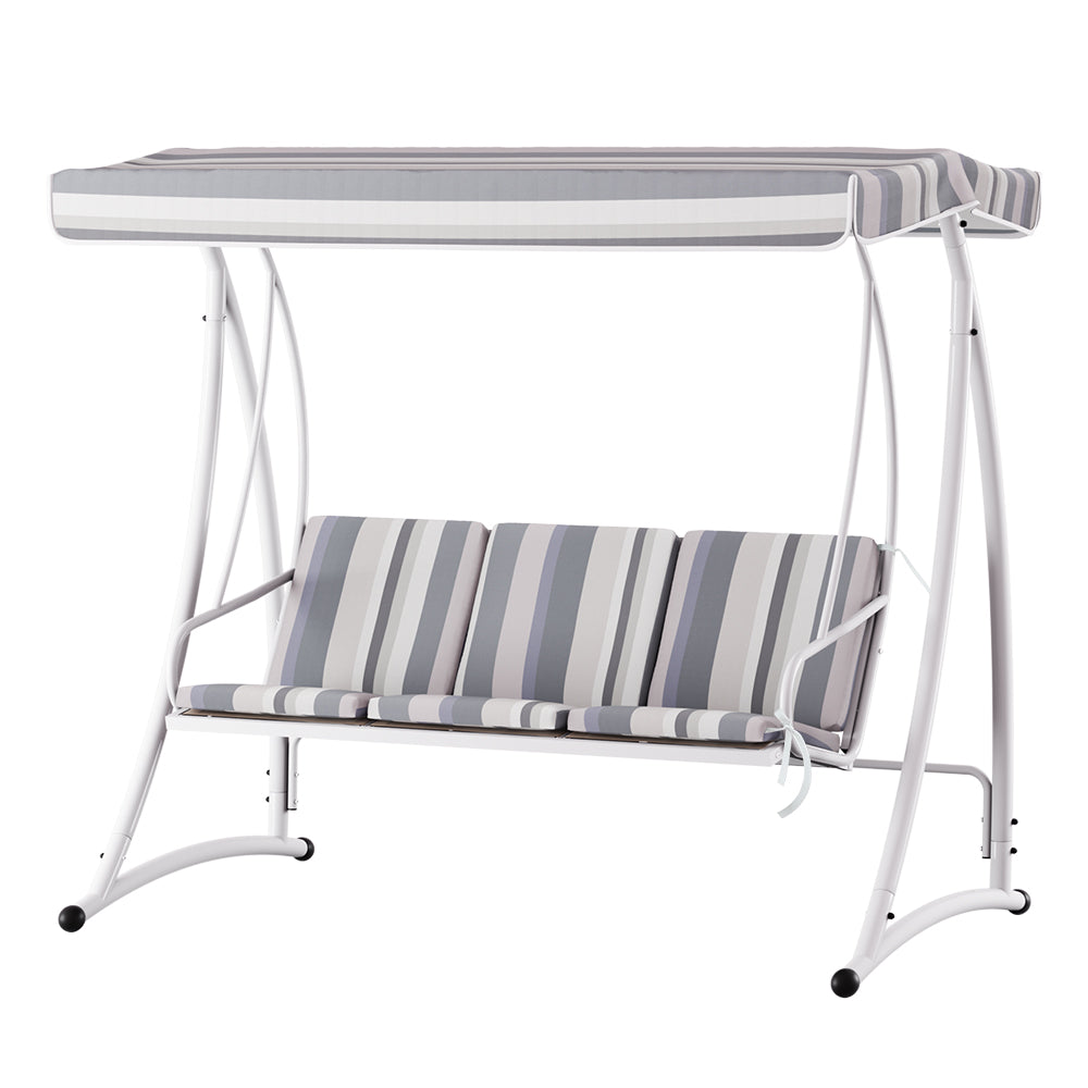 Astride Swing Chair Outdoor Furniture Garden Canopy Bench Seat - White & Green