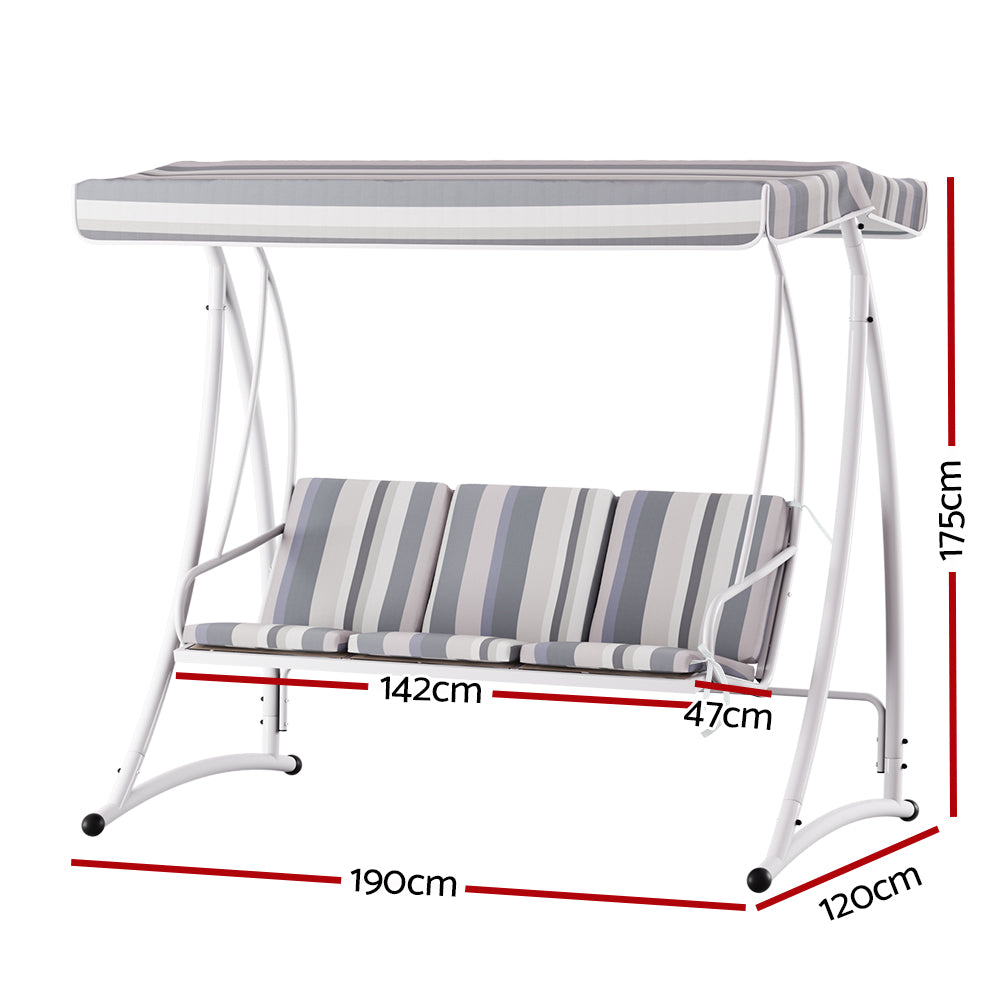 Astride Swing Chair Outdoor Furniture Garden Canopy Bench Seat - White & Green