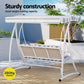 Astride Swing Chair Outdoor Furniture Garden Canopy Bench Seat - White & Green