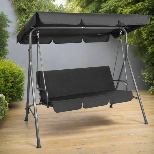 Lumin Outdoor Swing Chair Garden Chair Bench Furniture Canopy 3 Seater - Black