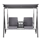 Hannah Outdoor Patio Swing Chair 2 Seater Canopy Table Top Cup Holder - Grey