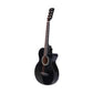 Alpha 38 Inch Acoustic Guitar Wooden Body Steel String Full Size w/ Stand Black