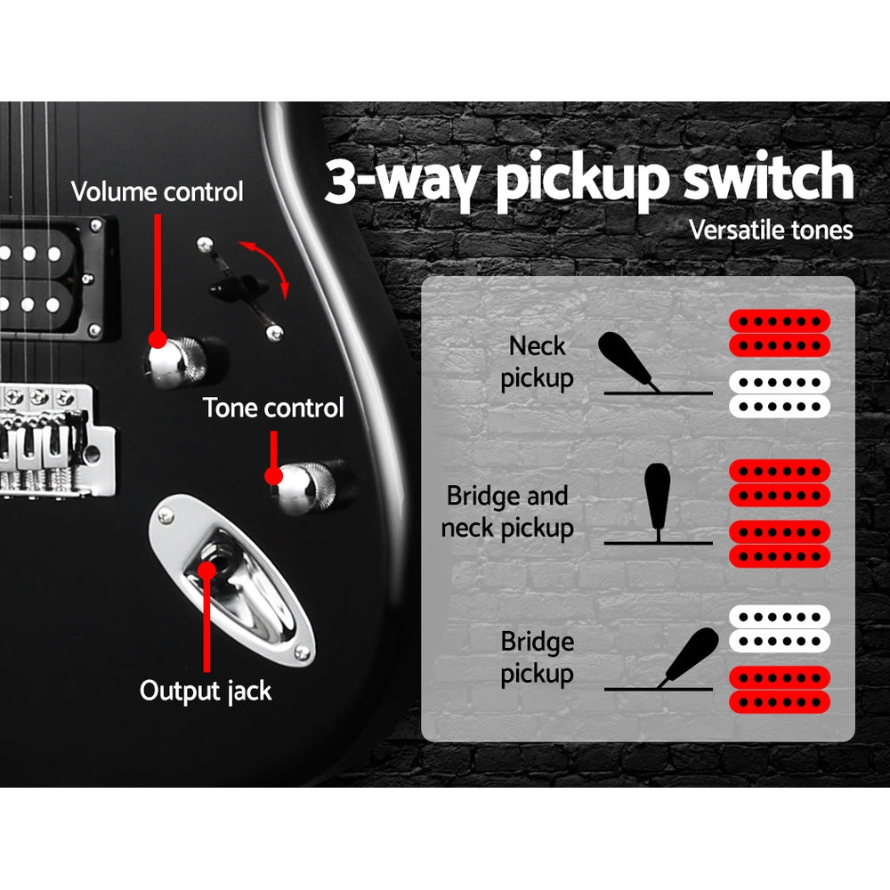 Alpha 41 Inch Electric Guitar Humbucker Pickup Switch Amplifier Skull Pattern