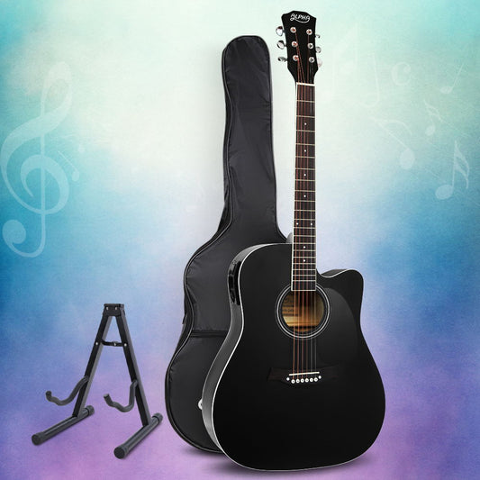 41 Inch Electric Acoustic Guitar Wooden Classical Full Size EQ Capo Black