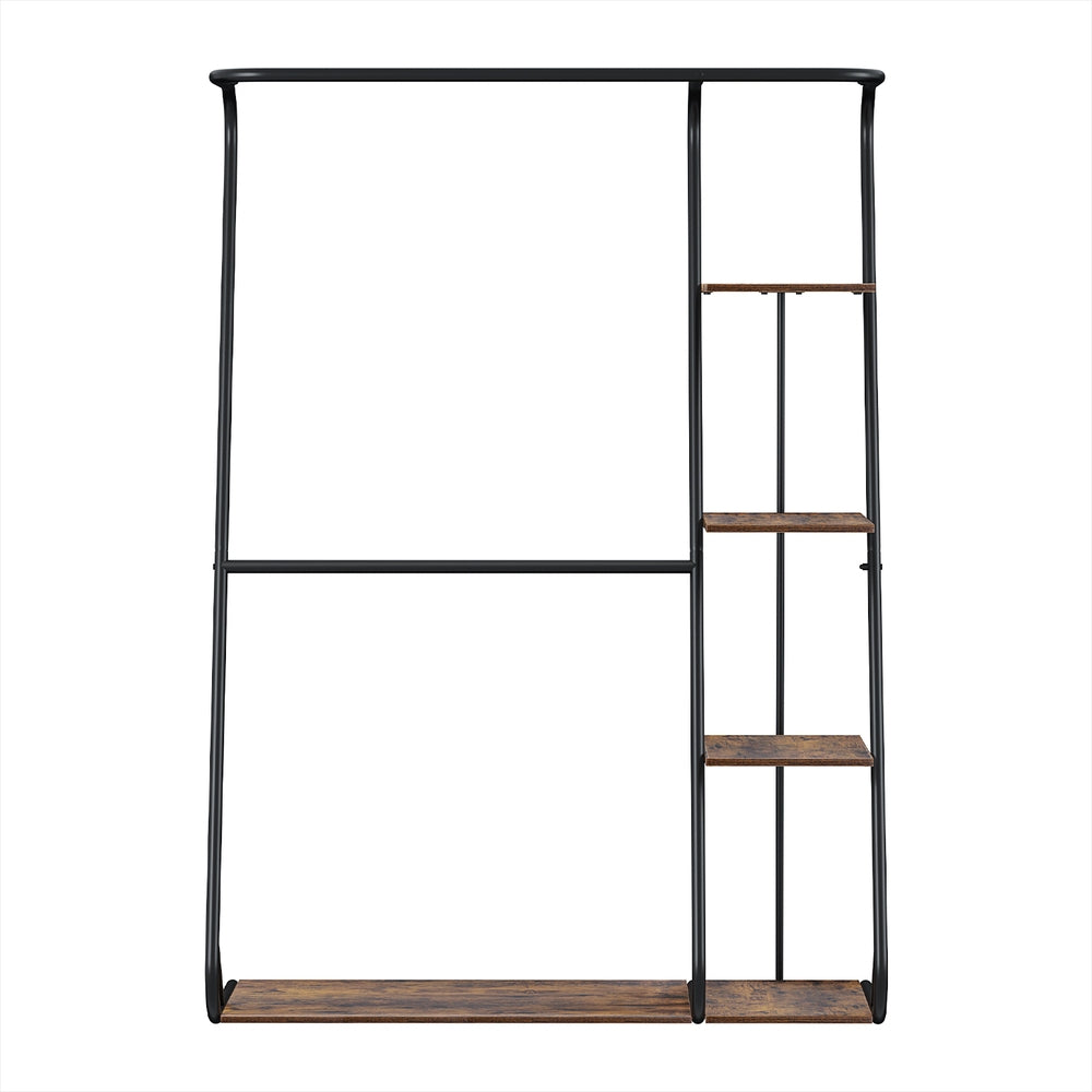 Clothes Rack Wardrobe Coat Stand 4-Tier - Walnut