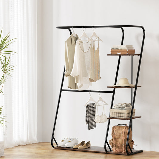 Wardrobe Clothes Rack Airer 4-Tier - Walnut