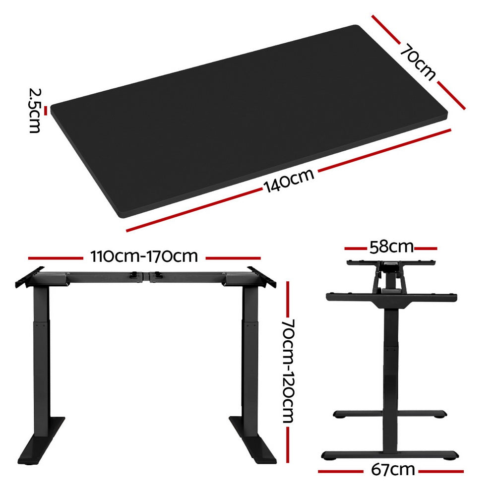 Artiss Standing Desk Motorised Dual Motor Black 140cm