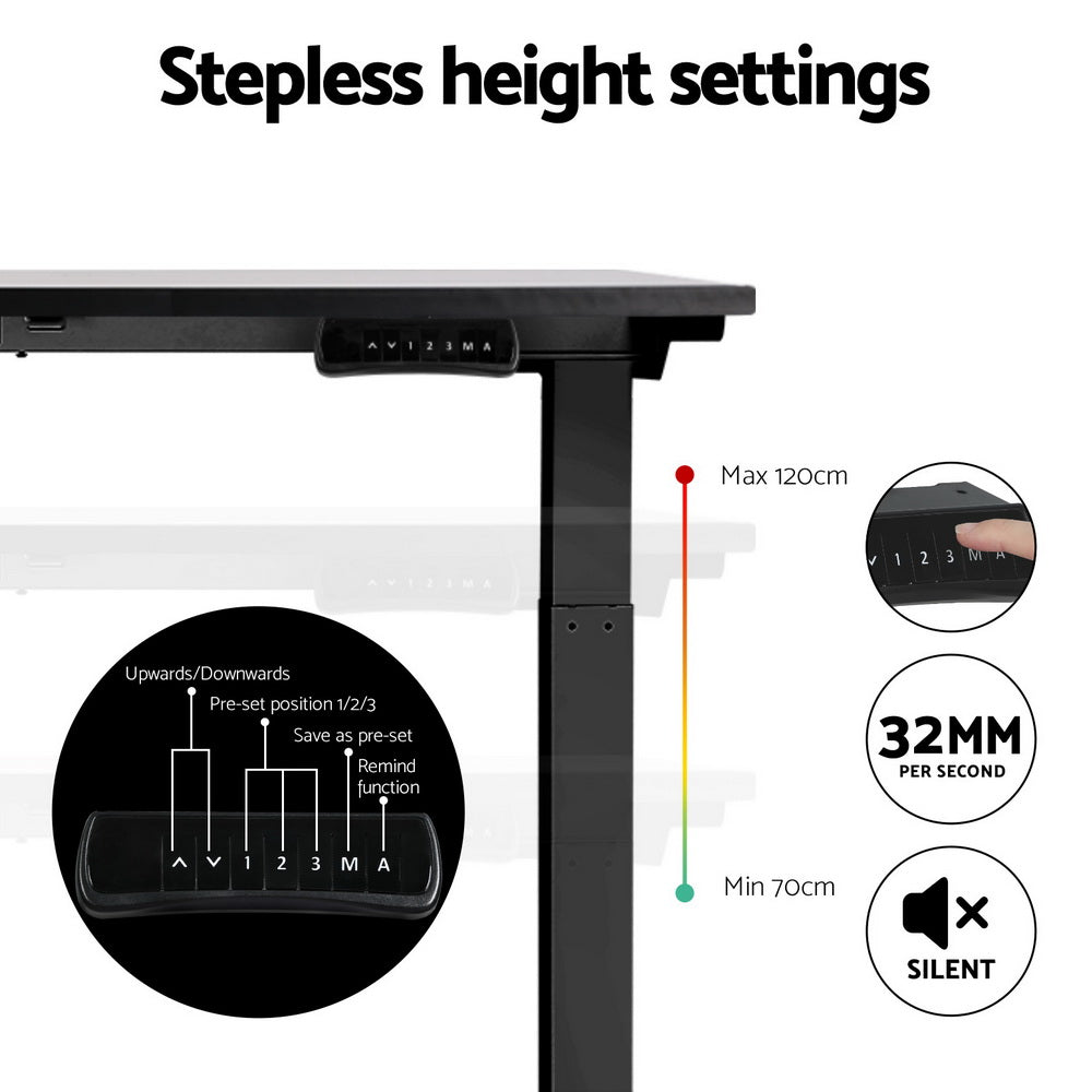 Artiss Standing Desk Motorised Dual Motor Black 140cm