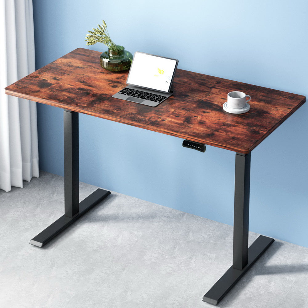 Artiss Standing Desk Motorised Dual Motor Rustic Brwon 120cm