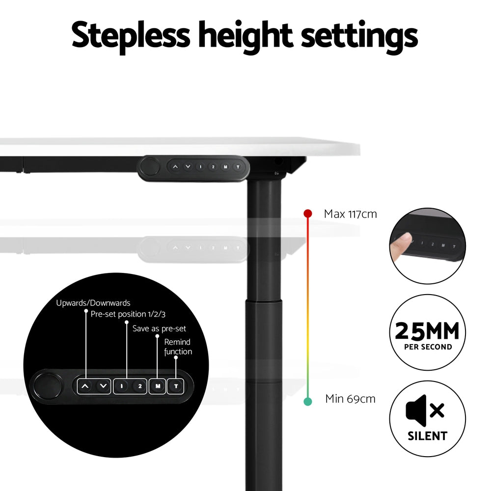 Artiss Standing Desk Motorised Electric Dual Motor White 120cm