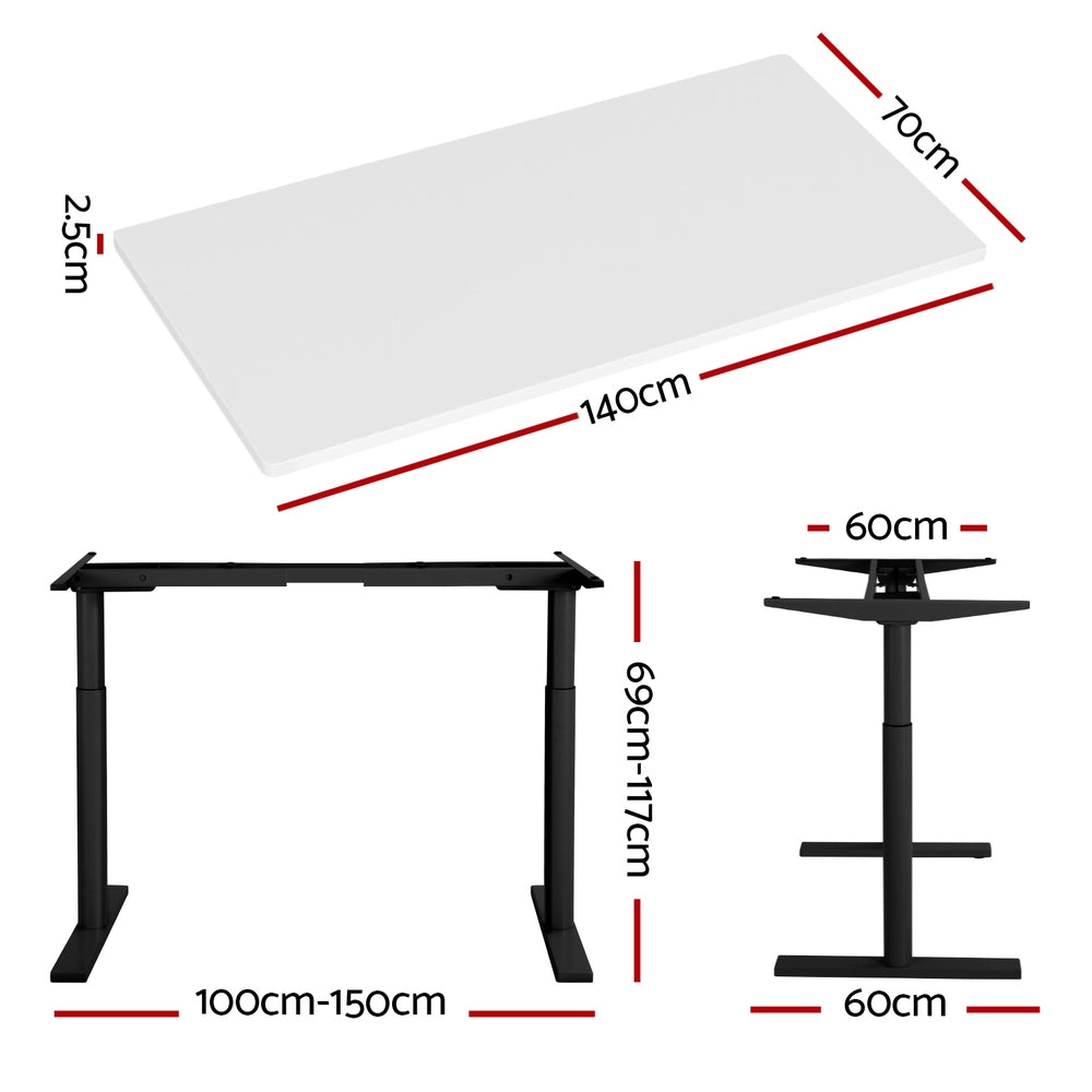 Artiss Standing Desk Motorised Electric Dual Motor White 140cm