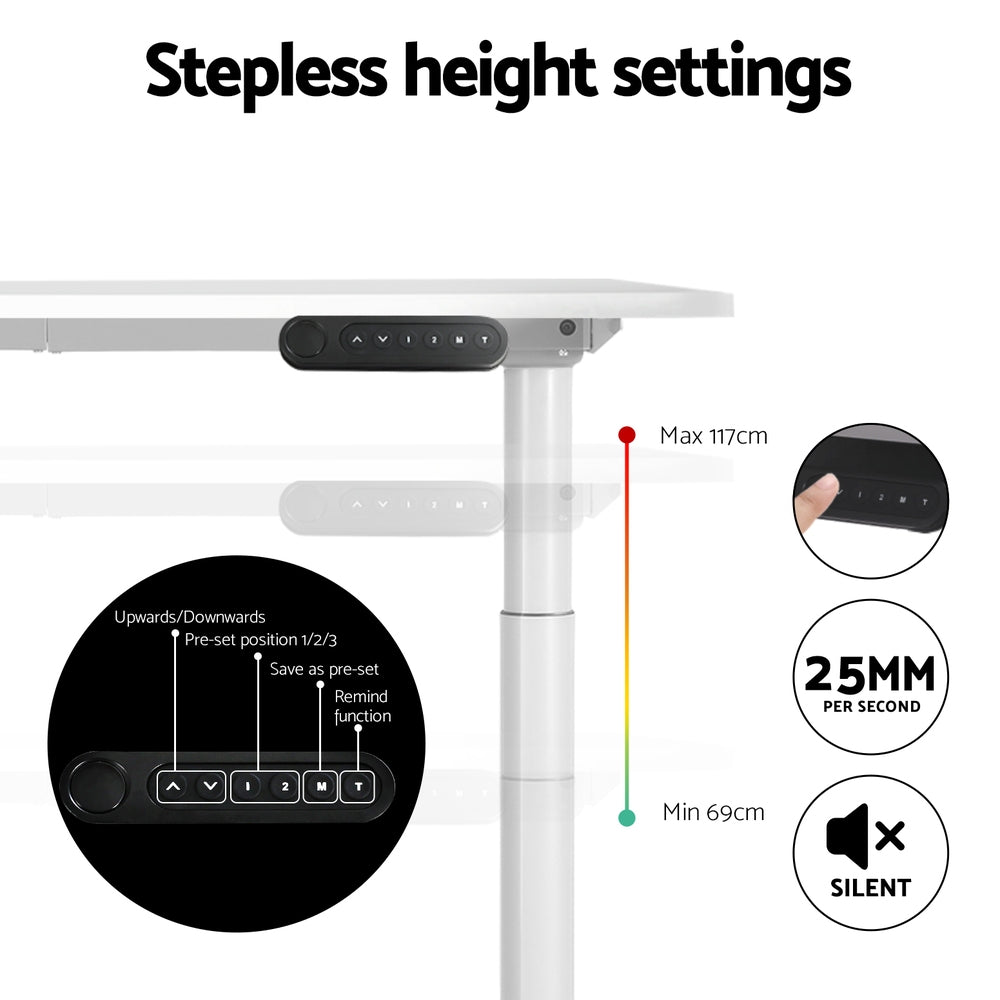 Artiss Standing Desk Motorised Electric Dual Motor 120cm White