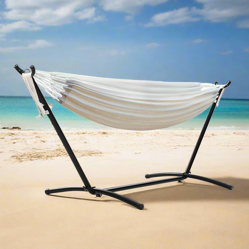 Hammock Bed Camping Chair Outdoor Lounge Single Cotton with Stand