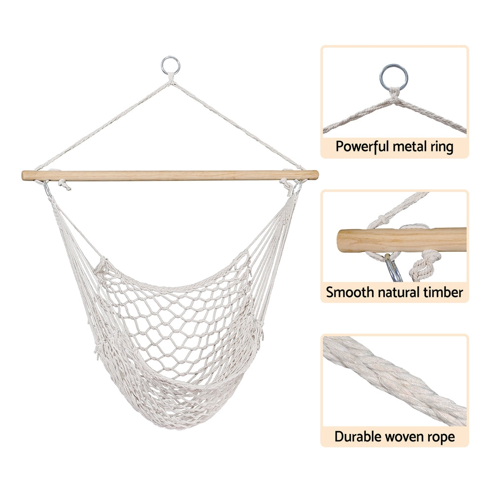 Hammock Chair Outdoor Hanging Camping Mesh Indoor - Cream