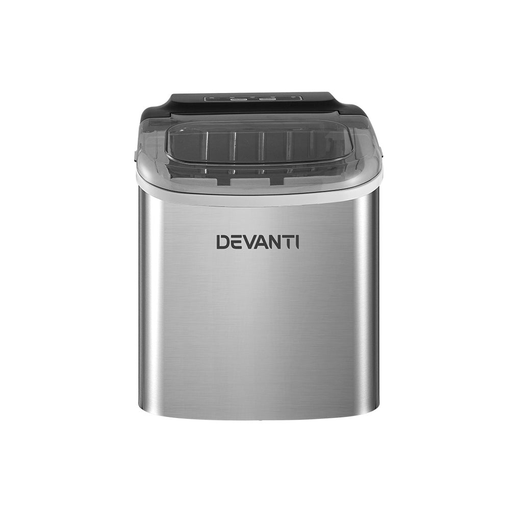 Devanti 12kg Ice Maker Machine with Self Cleaning Silver