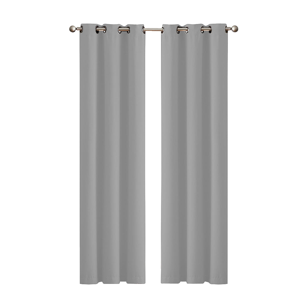 Set of 2 132x160cm Blockout Curtains Panels 3 Layers - Grey