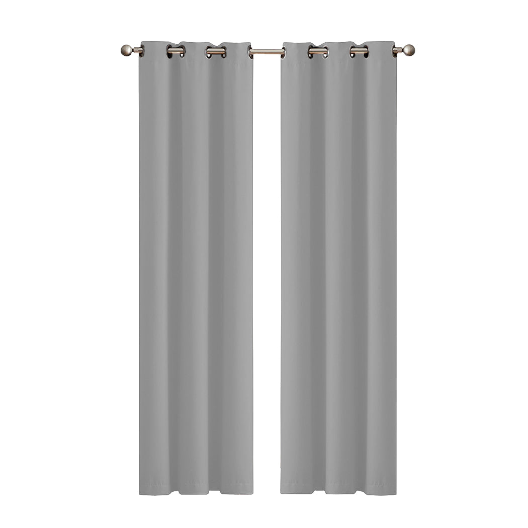 Set of 2 132x213cm Blockout Curtains Panels 3 Layers - Grey