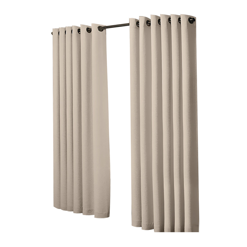 Set of 2 240x230cm Blockout Curtains Panels 3 Layers - Beige