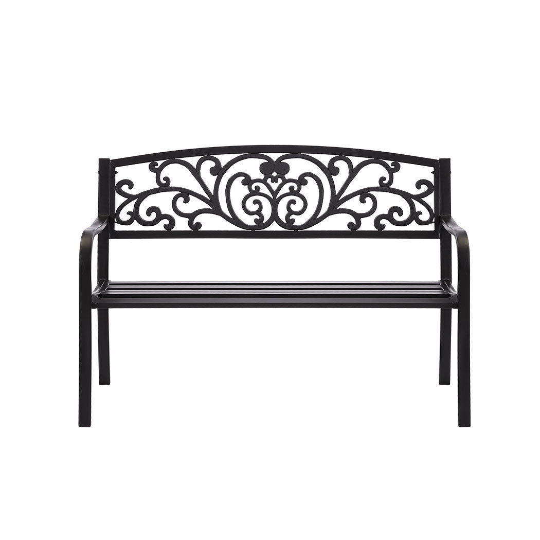 Calyx Garden Bench Seat Patio Cast Iron Benches Seats Lounge Chair - Black