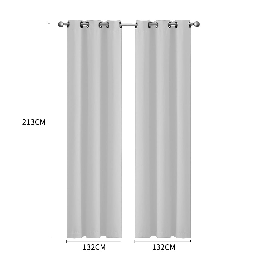 Set of 2 132x213cm Blockout Curtains Panels 3 Layers - Grey