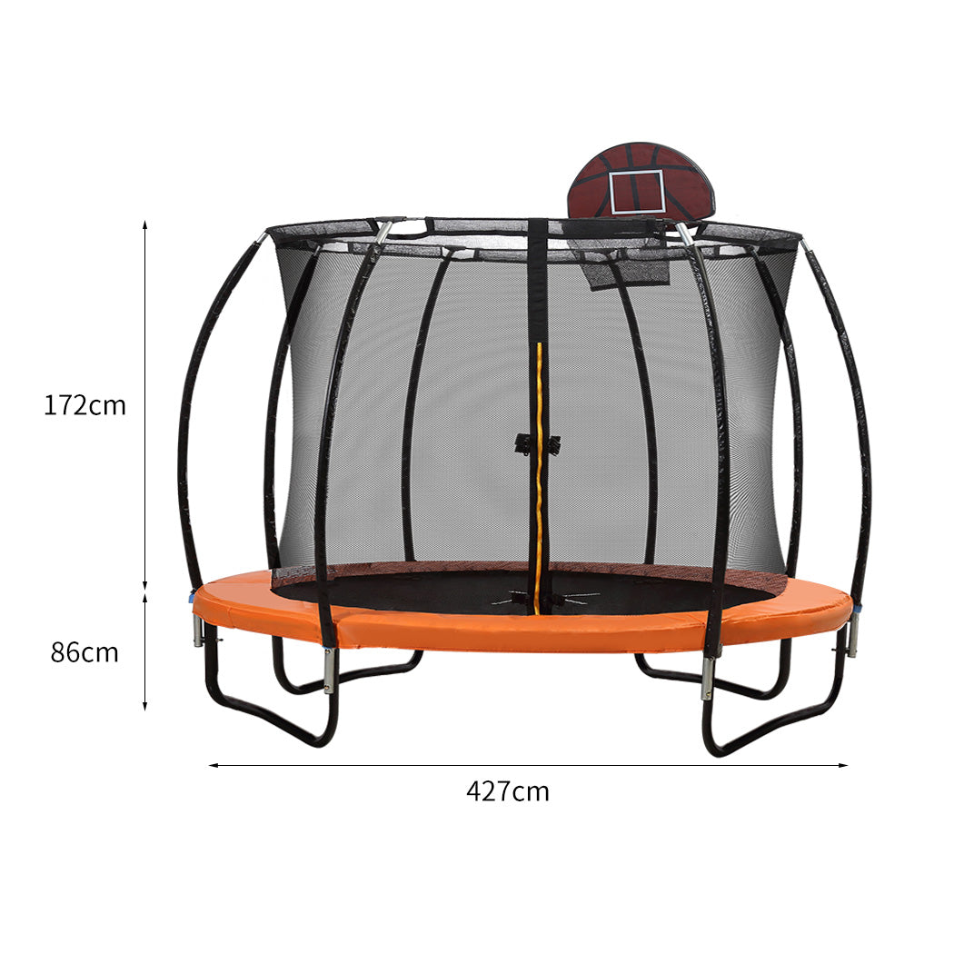 Carly 14FT Kids Trampoline Round - Orange