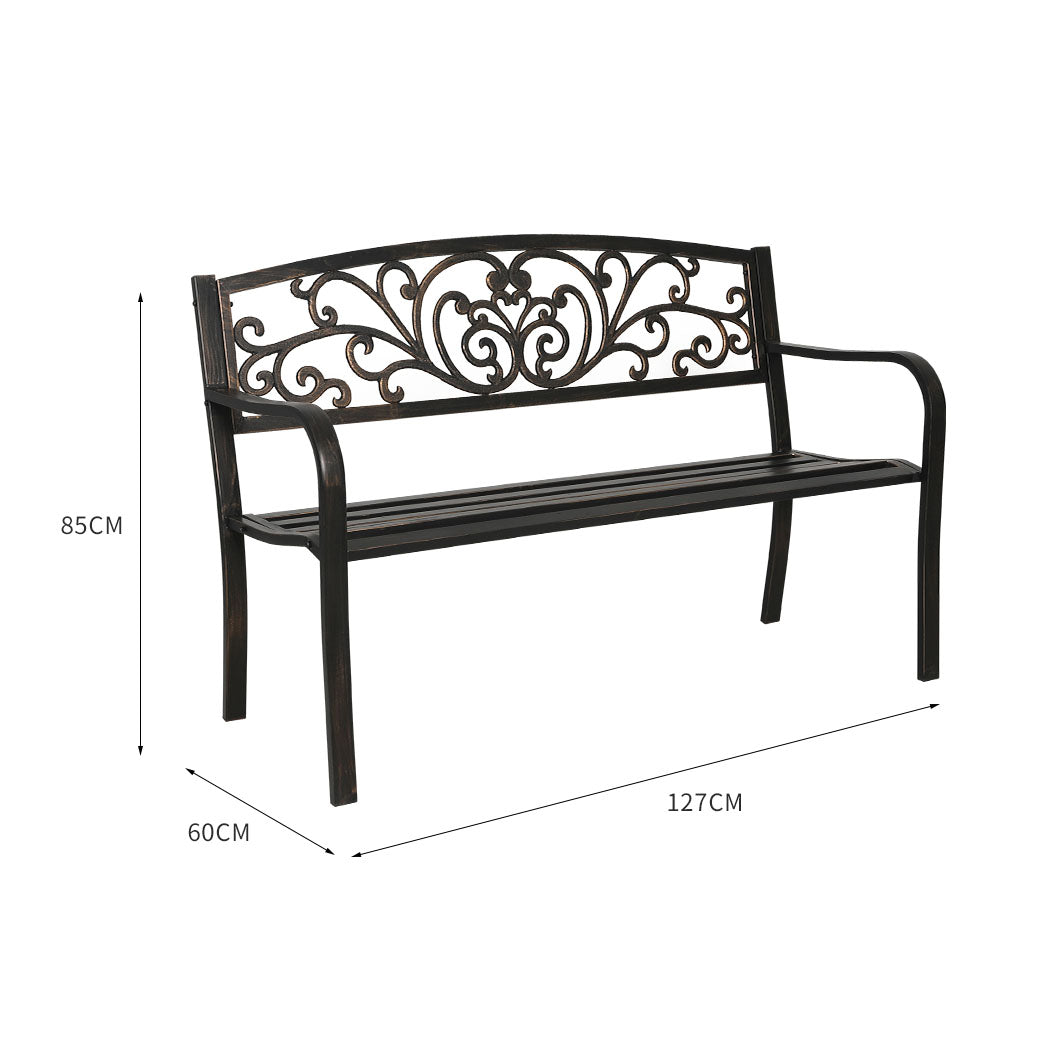 Calyx Garden Bench Seat Cast Iron Patio Benches Seats Lounge Chair - Bronze