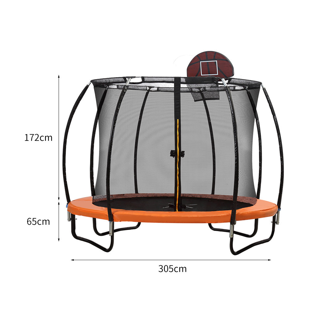 Carly 10FT Kids Trampoline Round - Orange