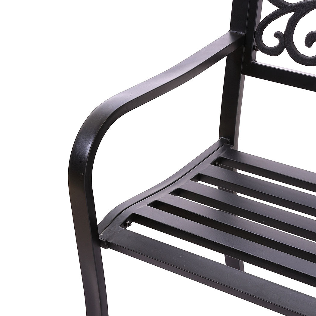 Calyx Garden Bench Seat Patio Cast Iron Benches Seats Lounge Chair - Black