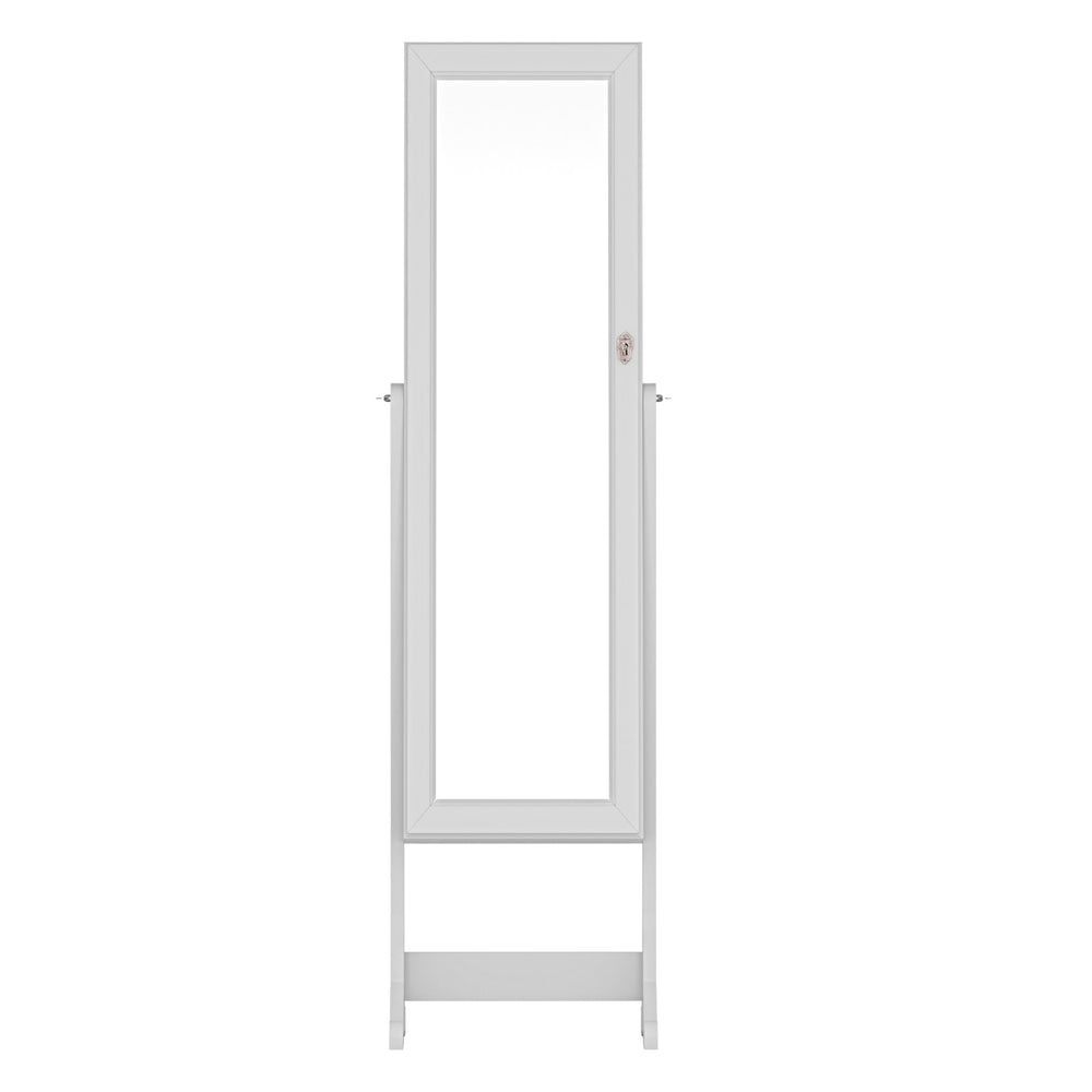 Jewellery Cabinet Mirror Free Standing - White