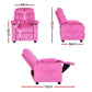 Pippa Kids Recliner Chair Velvet Sofa Lounge Couch Children Chairs Armchair - Pink