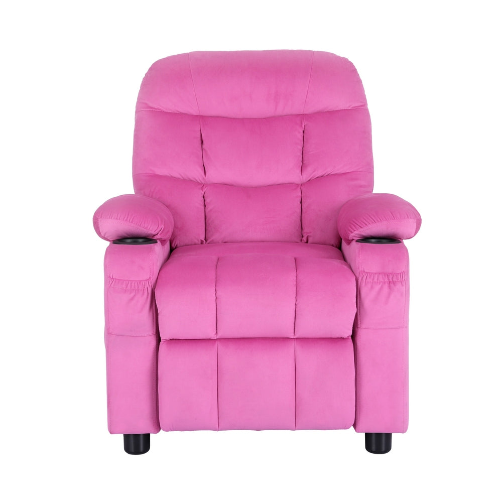 Pippa Kids Recliner Chair Velvet Sofa Lounge Couch Children Chairs Armchair - Pink