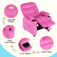 Pippa Kids Recliner Chair Velvet Sofa Lounge Couch Children Chairs Armchair - Pink