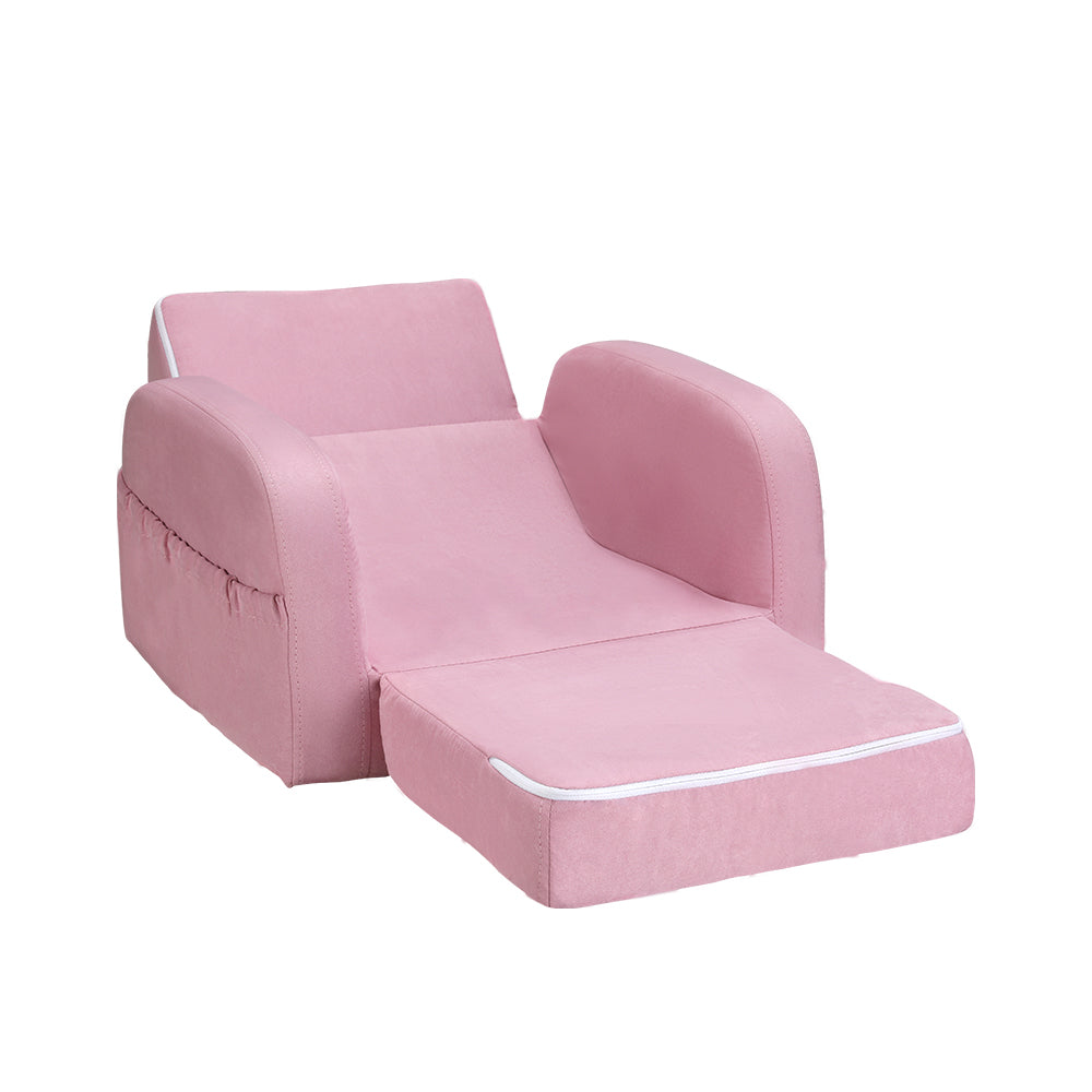 Phineas Kids Convertible Armchair Kids Sofa Children Flip Open Couch Lounger Armchair Soft - Pink