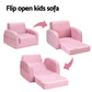 Phineas Kids Convertible Armchair Kids Sofa Children Flip Open Couch Lounger Armchair Soft - Pink