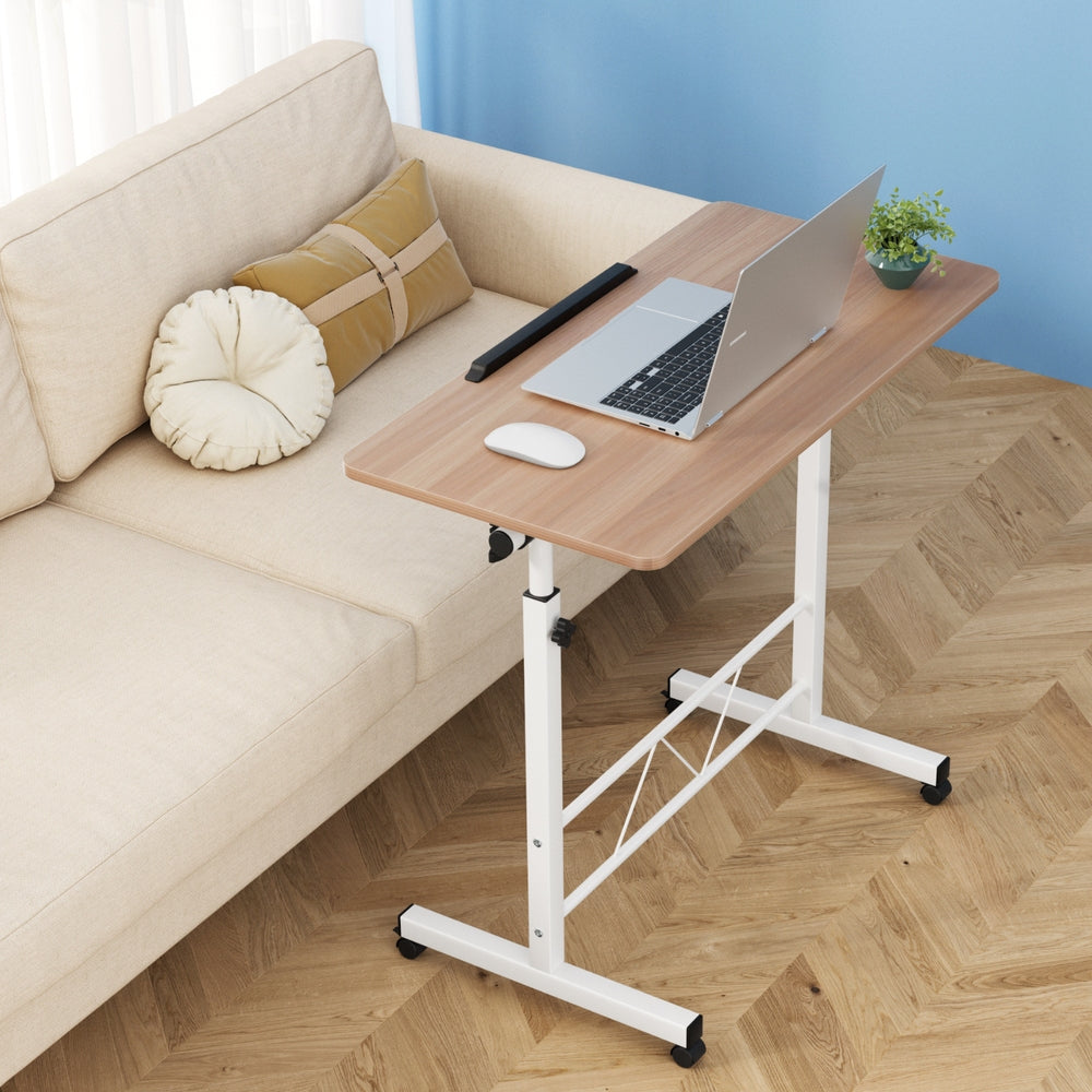 Artiss Laptop Desk Table Adjustable 80cm Light Wood